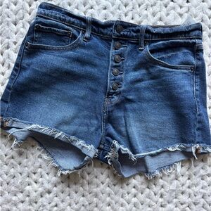 Abercrombie & Fitch Blue Jean Shorts with Frayed Hem